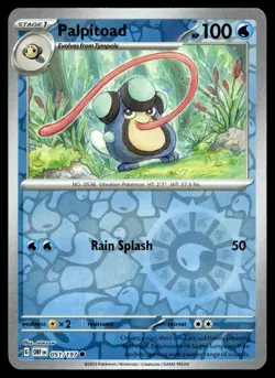 Palpitoad 51/197 Pokemon Card Obsidian Flames Common 100 HP Rev Holo LP V2 - Image 1