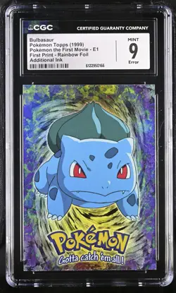 CGC 9 Bulbasaur Topps the First Movie E1 Rainbow Foil Pokemon Card - Image 1