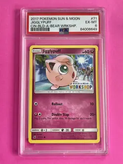 PSA 6 Jigglypuff Build A Bear Pokemon Graded Trading Card 71/111 2017 EX-NM - Image 1