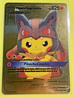 Pikachu Mega Lucario Gold Foil Pokemon Card Gift Fan Art Collectible #9 - Image 1