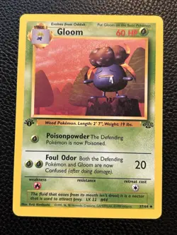 Gloom 37/64 Jungle Regular 1st Edition Pokemon Card TCG - Image 1