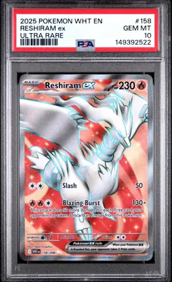 2025 POKEMON WHT EN-WHITE FLARE ULTRA RARE #158 RESHIRAM EX PSA 10 - Image 1