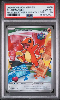 2026 POKEMON PROMO FIRST PARTNER ILLUSTRATION COLLECTION #038 CHARMANDER PSA 10 - Image 1