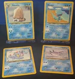 Neo Genesis Piloswine Wooper Totodile Mantine Pokemon Bulk Lot 4 LP-HP Vintage - Image 1