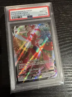 Pokemon TCG Scizor Vmax Darkness Ablaze Holo PSA Graded 10 Gem Card - Image 1