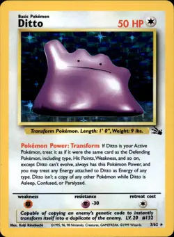 Ditto (3) 03/62 Unlimited Holo - Pokemon Fossil - LP - Image 1