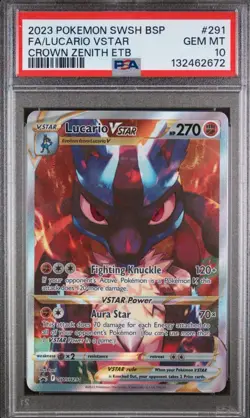 Pokemon Lucario VSTAR 2023 Crown Zenith ETB Promo #SWSH291 PSA 10 - Image 1
