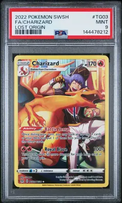 2022 POKEMON SWORD & SHIELD LOST ORIGIN #TG03 FULL ART/CHARIZARD PSA 9 - Image 1