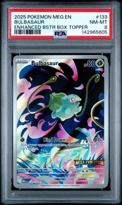 2025 Pokemon Mega MEG En Bulbasaur Enhanced Booster Topper #133 PSA 8 NM-MT - Image 1