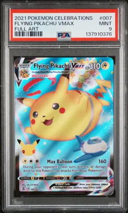 2021 POKEMON CELEBRATIONS #007 FULL ART/FLYING PIKACHU VMAX PSA 9 - Image 1