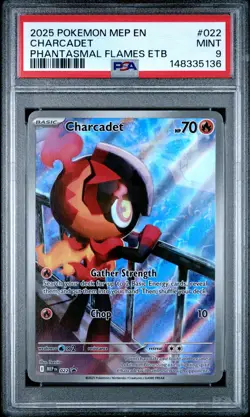 2025 POKEMON MEP EN-ME BLACK STAR PROMO #022 CHARCADET PSA 9 - Image 1