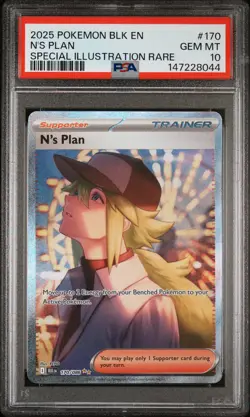 2025 POKEMON BLK EN-BLACK BOLT SPECIAL ILLUSTRATION RARE #170 N'S PLAN PSA 10 - Image 1