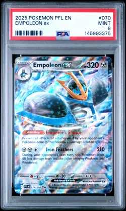 2025 POKEMON PFL EN-PHANTASMAL FLAMES #070 EMPOLEON EX PSA 9 - Image 1