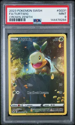 2023 POKEMON SWORD & SHIELD CROWN ZENITH #GG31 FULL ART/TURTWIG PSA 9 - Image 1
