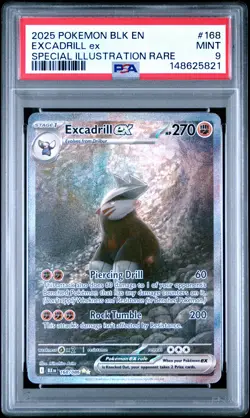 2025 POKEMON BLK EN-BLACK BOLT SPECIAL ILLUSTRATION RARE #168 EXCADRILL EX PSA 9 - Image 1