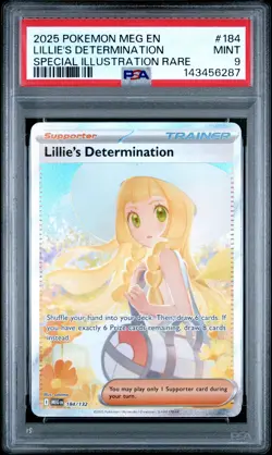 2025 POKEMON MEG SPECIAL ILLUSTRATION RARE #184 LILLIE'S DETERMINATION PSA 9 - Image 1