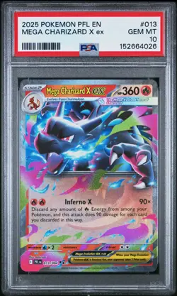 2025 POKEMON PFL EN-PHANTASMAL FLAMES #013 MEGA CHARIZARD X EX PSA 10 - Image 1