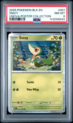 2025 POKEMON BLK EN-BLACK BOLT UNOVA POSTER COLLECTION #001 SNIVY PSA 8 - Image 1