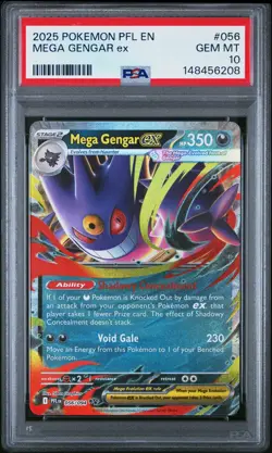2025 POKEMON PFL EN-PHANTASMAL FLAMES #056 MEGA GENGAR EX PSA 10 - Image 1