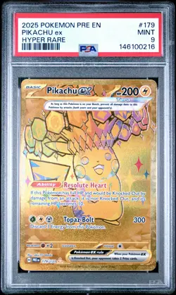 2025 POKEMON PRE EN-PRISMATIC EVOLUTIONS HYPER RARE #179 PIKACHU EX PSA 9 - Image 1