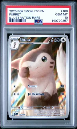 2025 POKEMON JTG EN-JOURNEY TOGETHER ILLUSTRATION RARE #168 FURRET PSA 10 - Image 1