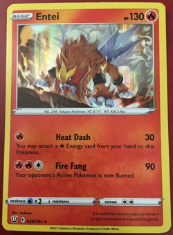 POKEMON ENTEI 020/163 S&S BATTLE STYLES RARE HOLO NEAR MINT - Image 1