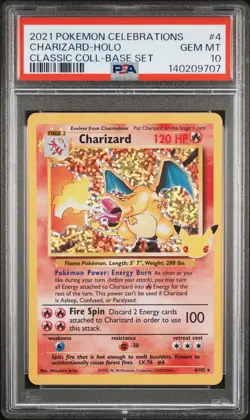 2021 POKEMON CELEBRATIONS CLASSIC COLLECTION #4 CHARIZARD-HOLO PSA 10 - Image 1