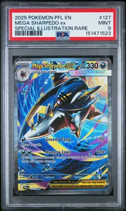 2025 POKEMON PHANTASMAL FLAMES SPECIAL ILLUSTRATION RARE MEGA SHARPEDO EX PSA 9 - Image 1