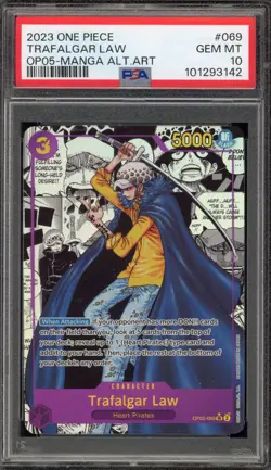 One Piece CCG Trafalgar Law Manga Alternate Art OP05-069 PSA 10 Gem Mint - Image 1