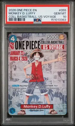 2026 ONE PIECE PROMOS COLLEGE BASKETBALL: US VOYAGE MONKEY D. LUFFY PSA 10 - Image 1