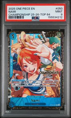 2025 ONE PIECE PROMOS CHAMPIONSHIP 25-26-TOP 64 #050 NAMI PSA 9 - Image 1