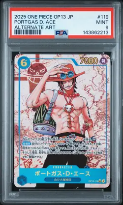 2025 ONE PIECE JPN OP13-CARRYING ON HIS WILL ALT ART #119 PORTGAS D. ACE PSA 9 - Image 1