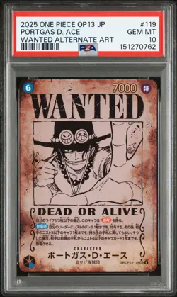 2025 ONE PIECE JPN CARRYING ON HIS WILL MANGA ALT ART #119 PORTGAS D. ACE PSA 10 - Image 1