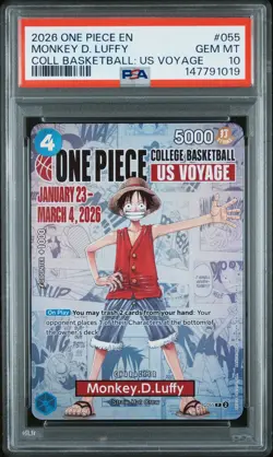 2026 ONE PIECE PROMOS COLLEGE BASKETBALL: US VOYAGE MONKEY D. LUFFY PSA 10 - Image 1