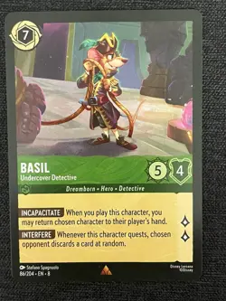 Basil Undercover Detective 86/204 Disney Lorcana Set 8 Legendary Emerald NM - Image 1