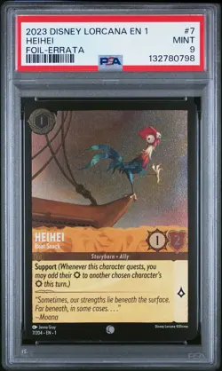 2023 DISNEY LORCANA EN 1-THE FIRST CHAPTER FOIL-ERRATA HEIHEI BOAT SNACK PSA 9 - Image 1