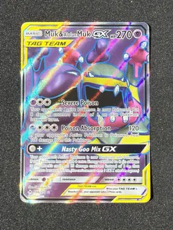 Pokemon Card Muk & Alolan Muk GX 196/214 Unbroken Bonds Tag Team Full Art NM - Image 1