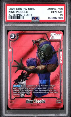 2025 DBS CARD GAME FUSION WORLD MANGA BOOSTER 02 KING PICCOLO PSA 10 - Image 1
