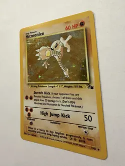 Pokemon Hitmonlee Fossil 7/62 Holo Rare 60 HP English Card 1999 - Image 3