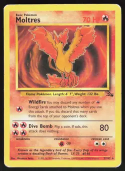 Moltres 27/62 Fossil Unlimited Pokemon Card DMG - Image 1
