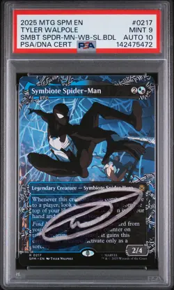 2025 MTG SPIDER-MAN TYLER WALPOLE SIGNED #0217 SYMBIOTE SPIDER-MAN PSA 9 AUTO 10 - Image 1