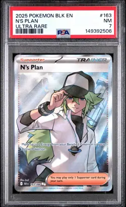 2025 POKEMON BLK EN-BLACK BOLT ULTRA RARE #163 N'S PLAN PSA 7 - Image 1