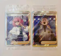 Pokemon SEALED Boss's Orders Cyrus SWSH251 + Klara SWSH302 Promo Full Art - Image 1