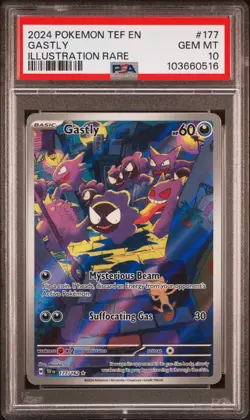 2024 POKEMON TEF EN-TEMPORAL FORCES ILLUSTRATION RARE #177 GASTLY PSA 10 - Image 1
