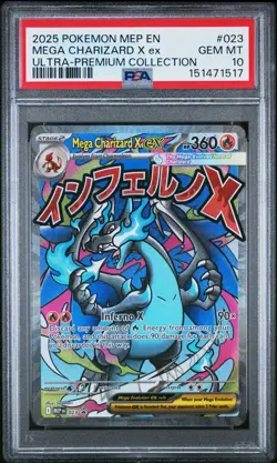 2025 POKEMON MEP EN-ME BLACK STAR PROMO #023 MEGA CHARIZARD X EX PSA 10 - Image 1