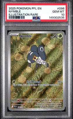 2025 POKEMON PFL EN-PHANTASMAL FLAMES ILLUSTRATION RARE #096 NYMBLE PSA 10 - Image 1