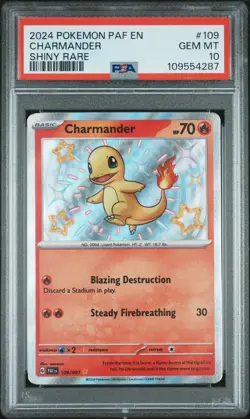 2024 POKEMON PAF EN-PALDEAN FATES SHINY RARE #109 CHARMANDER PSA 10 - Image 1