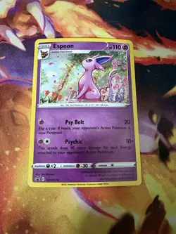 Pokemon TCG ~ Espeon 2021 Fusion Strike Black Star Promo SWSH174 Hvy Cosmos NIM - Image 1