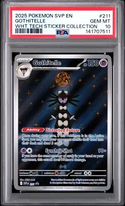 2025 POKEMON PROMO WHITE FLARE TECH STICKER COLLECTION #211 GOTHITELLE PSA 10 - Image 1