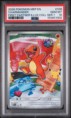 2026 POKEMON PROMO FIRST PARTNER ILLUSTRATION COLLECTION #038 CHARMANDER PSA 10 - Image 1